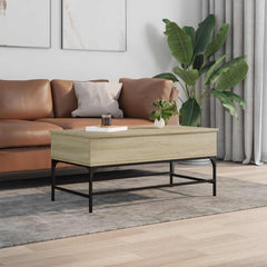 vidaXL Coffee Table Sonoma Oak 100x50x45 cm Engineered Wood and Metal 3