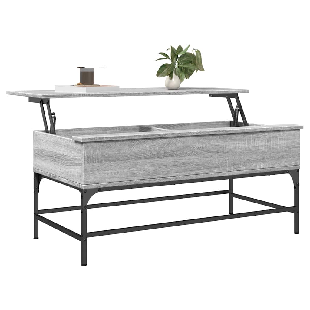 vidaXL Coffee Table Grey Sonoma 100x50x45 cm Engineered Wood and Metal 4