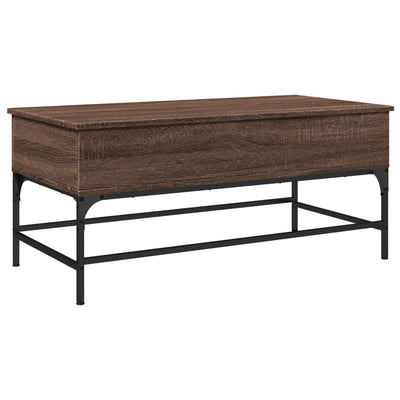 Coffee Table Brown Oak 100x50x45 cm Engineered Wood and Metal