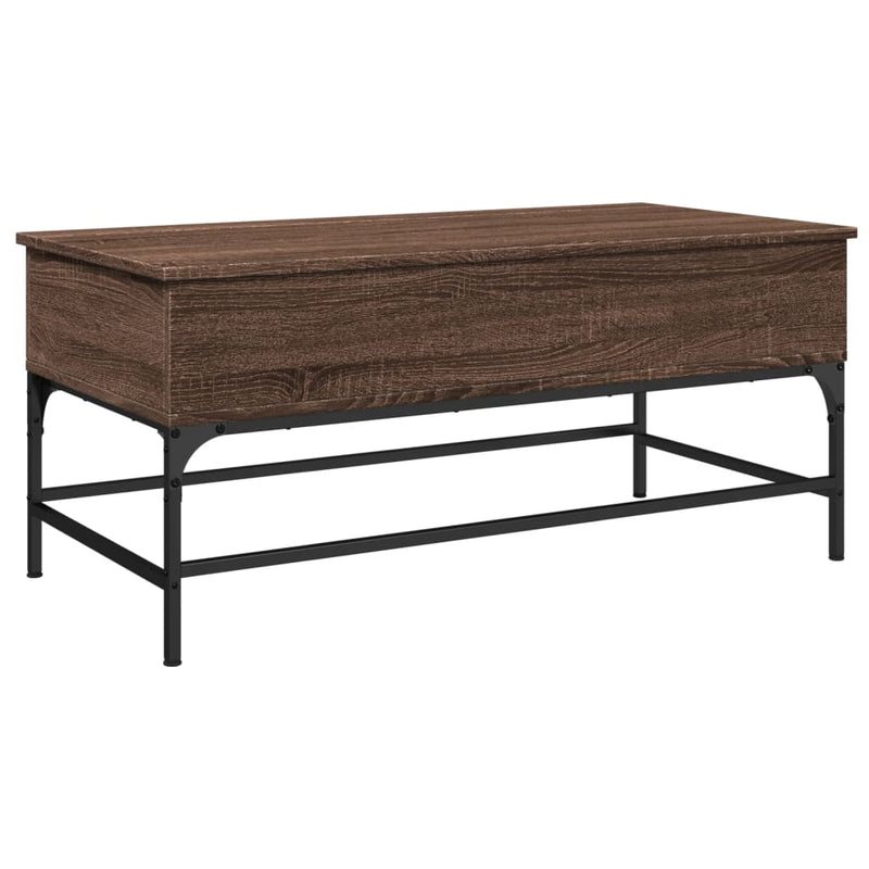 Coffee Table Brown Oak 100x50x45 cm Engineered Wood and Metal