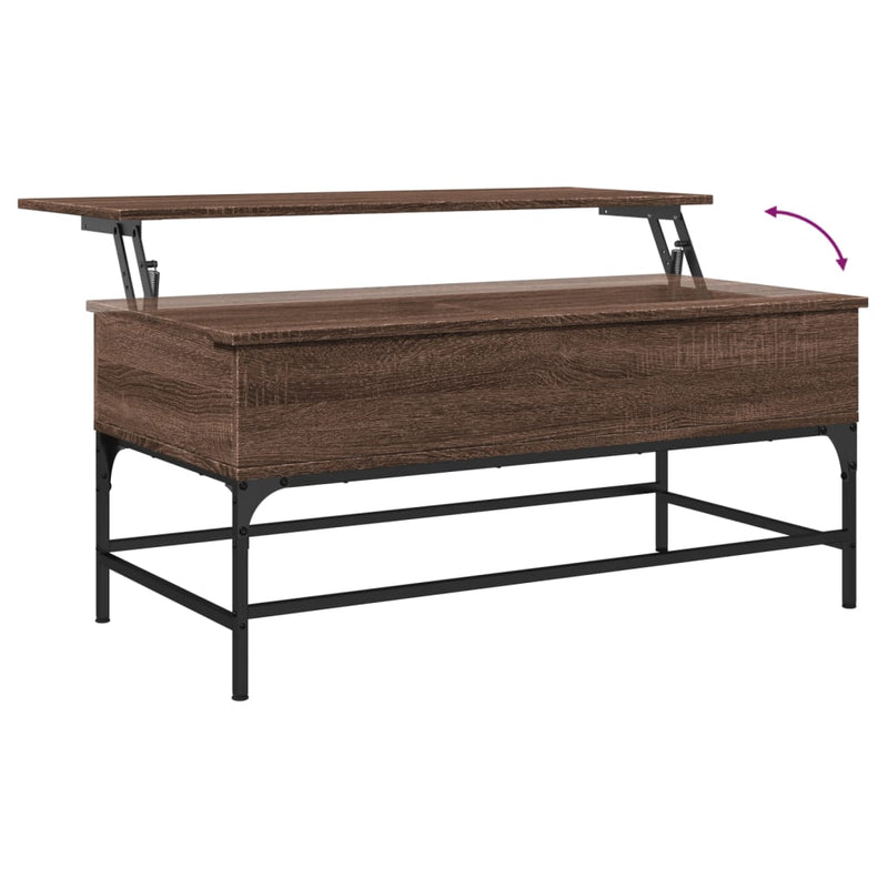 Coffee Table Brown Oak 100x50x45 cm Engineered Wood and Metal