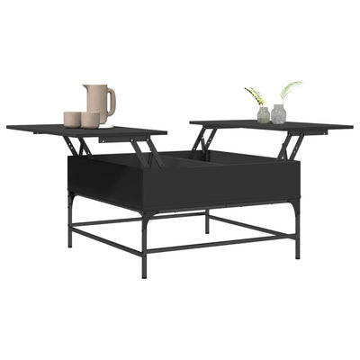 Coffee Table Black 80x80x45 cm Engineered Wood and Metal