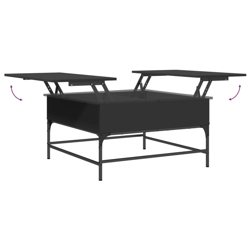 Coffee Table Black 80x80x45 cm Engineered Wood and Metal