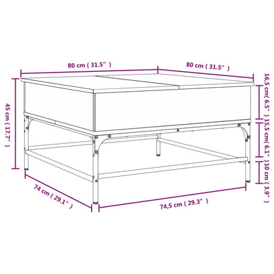 Coffee Table Black 80x80x45 cm Engineered Wood and Metal