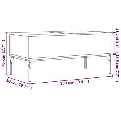 Coffee Table Black 100x50x45 cm Engineered Wood and Metal