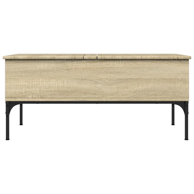 Coffee Table Sonoma Oak 100x50x45 cm Engineered Wood and Metal