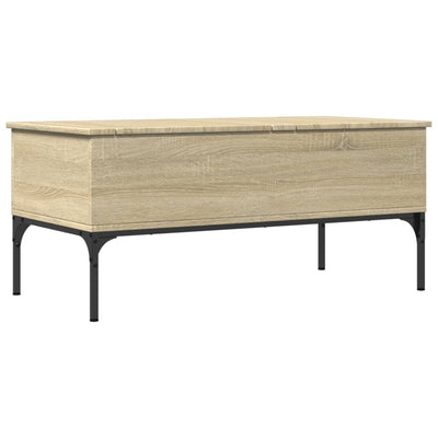 Coffee Table Sonoma Oak 100x50x45 cm Engineered Wood and Metal