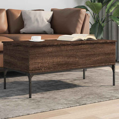 vidaXL Coffee Table Brown Oak 100x50x45 cm Engineered Wood and Metal 1