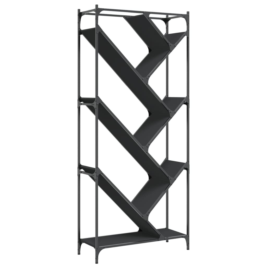 Bookcase 79x30x180 cm Engineered Wood and Metal Black