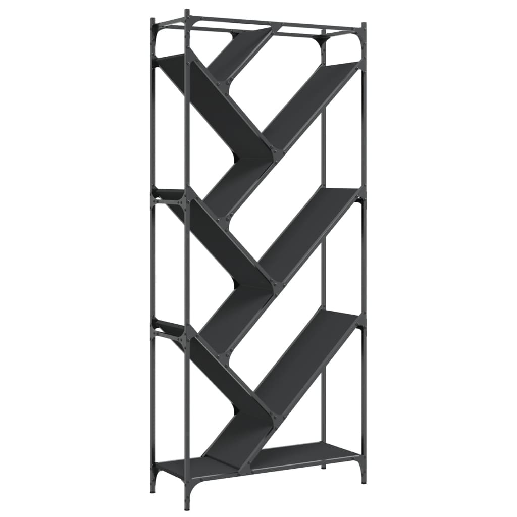 Bookcase 79x30x180 cm Engineered Wood and Metal Black