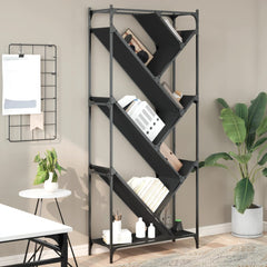 Bookcase 79x30x180 cm Engineered Wood and Metal Black