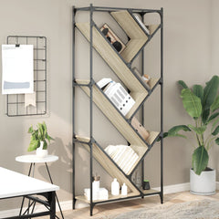 Bookcase 79x30x180 cm Engineered Wood and Metal Sonoma oak