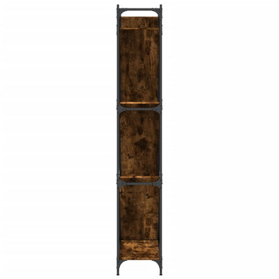 Bookcase Smoked Oak 79x30x180 cm Engineered Wood and Metal