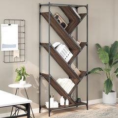 Bookcase 79x30x180 cm Engineered Wood and Metal Brown oak