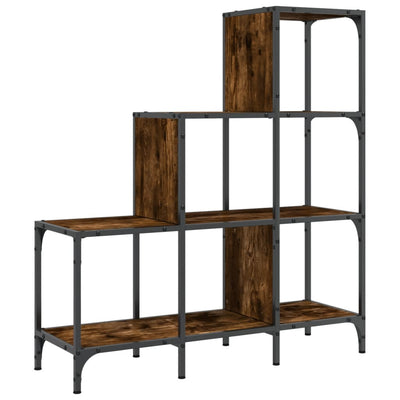 Bookcase Smoked Oak 92x30x102 cm Engineered Wood and Metal