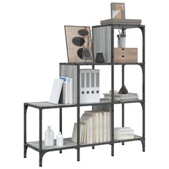 vidaXL Bookcase Grey Sonoma 92x30x102 cm Engineered Wood and Metal 4