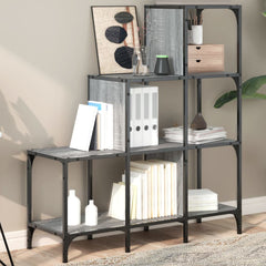 vidaXL Bookcase Grey Sonoma 92x30x102 cm Engineered Wood and Metal 1