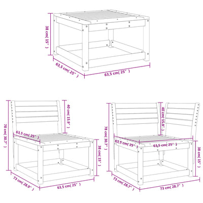 5 Piece Garden Sofa Set Solid Wood Pine