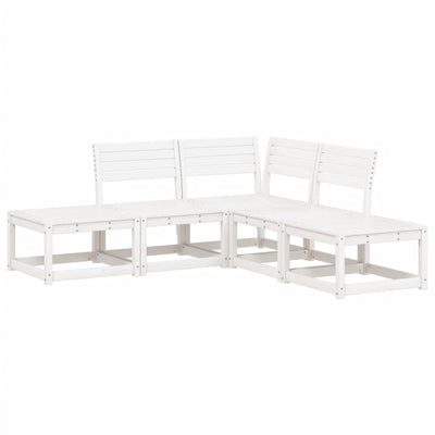 5 Piece Garden Sofa Set White Solid Wood Pine