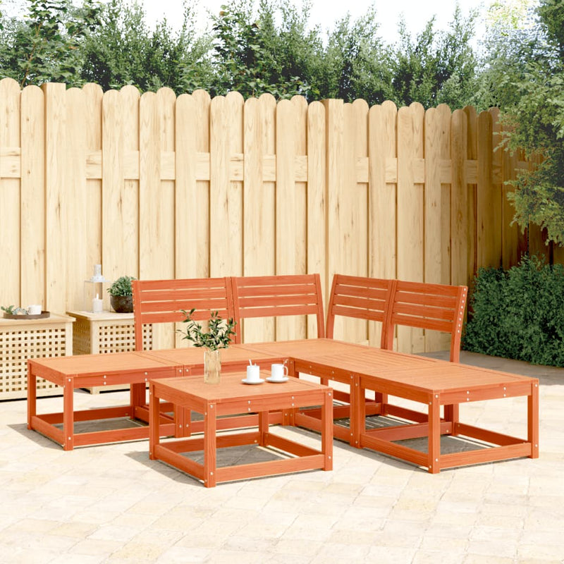 5 Piece Garden Sofa Set Wax Brown Solid Wood Pine