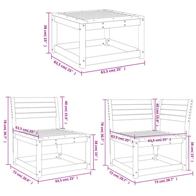 5 Piece Garden Sofa Set Solid Wood Douglas