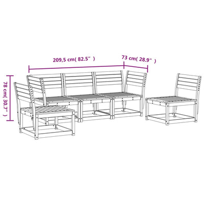 5 Piece Garden Sofa Set Solid Wood Pine