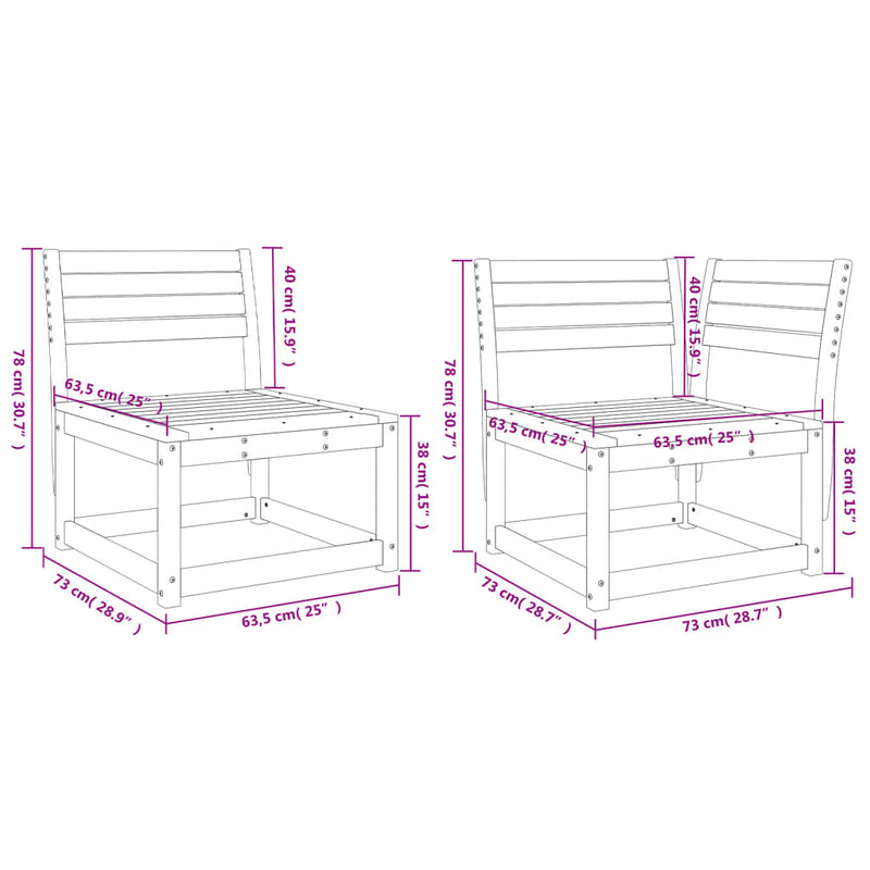 5 Piece Garden Sofa Set Solid Wood Pine