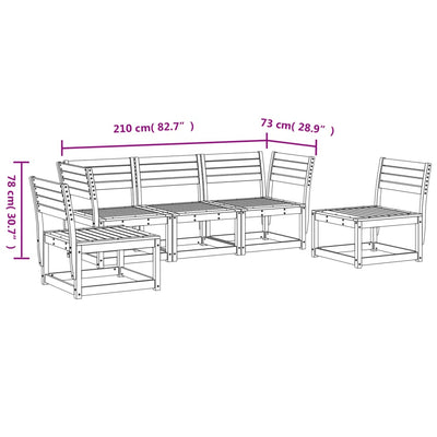 5 Piece Garden Sofa Set Wax Brown Solid Wood Pine