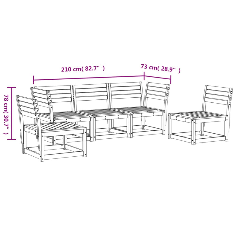 5 Piece Garden Sofa Set Wax Brown Solid Wood Pine