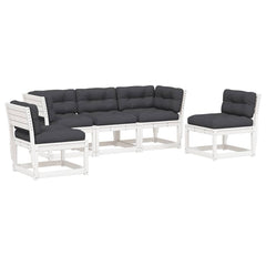 vidaXL 5 Piece Garden Sofa Set with Cushions White Solid Wood Pine 2