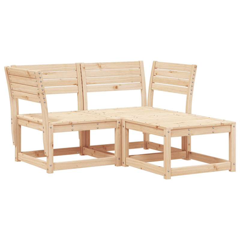 3 Piece Garden Sofa Set Solid Wood Pine