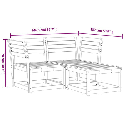 3 Piece Garden Sofa Set Solid Wood Pine