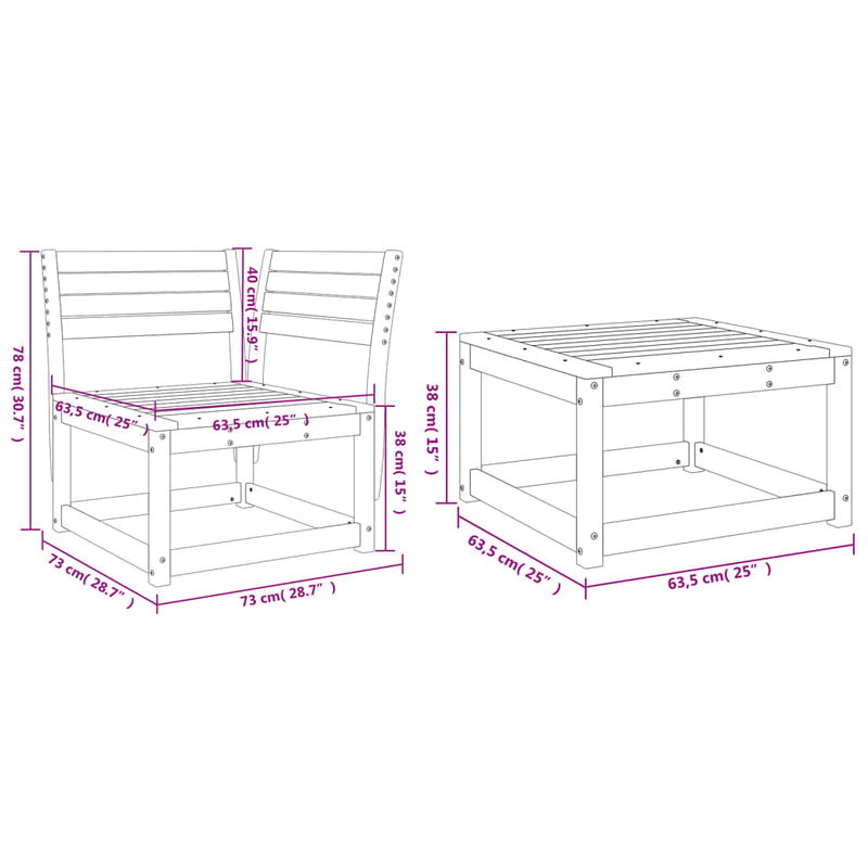 3 Piece Garden Sofa Set Solid Wood Pine