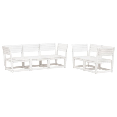 5 Piece Garden Sofa Set White Solid Wood Pine