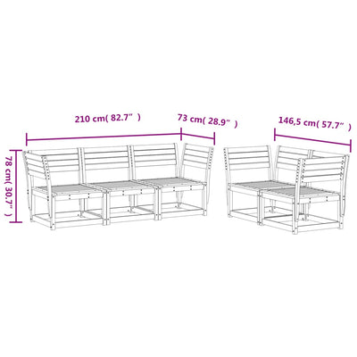 5 Piece Garden Sofa Set Solid Wood Douglas