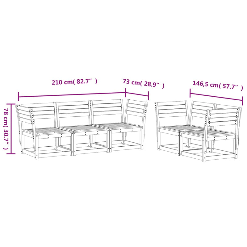 5 Piece Garden Sofa Set Solid Wood Douglas