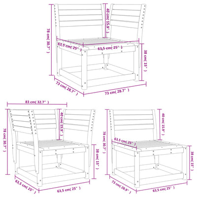 5 Piece Garden Sofa Set Solid Wood Douglas