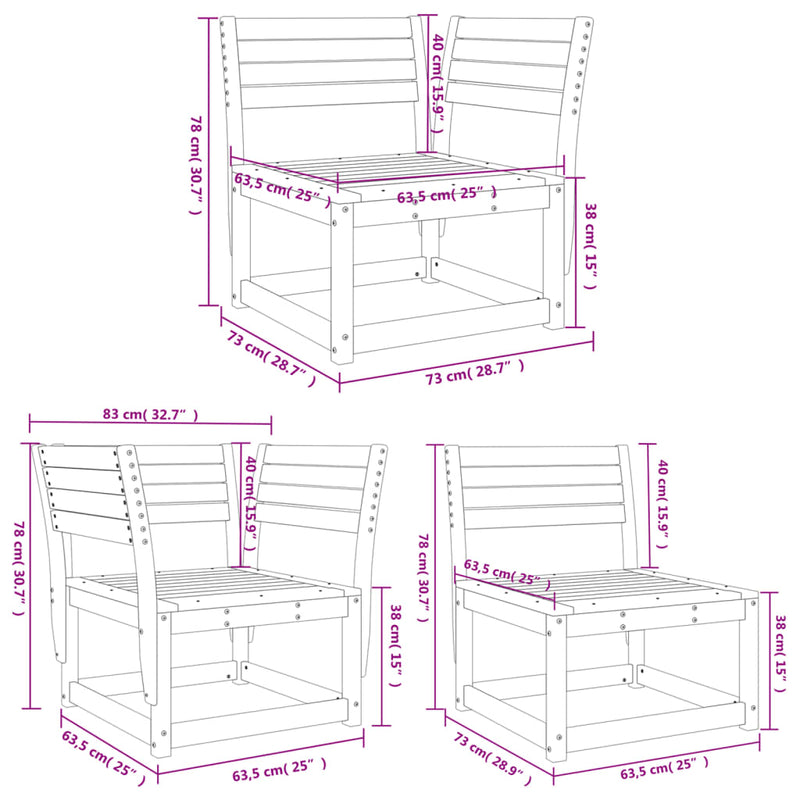 5 Piece Garden Sofa Set Solid Wood Douglas