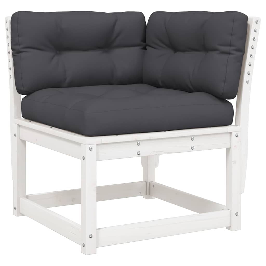 vidaXL 5 Piece Garden Sofa Set with Cushions White Solid Wood Pine 3