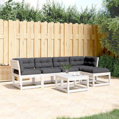 vidaXL 5 Piece Garden Sofa Set with Cushions White Solid Wood Pine 1