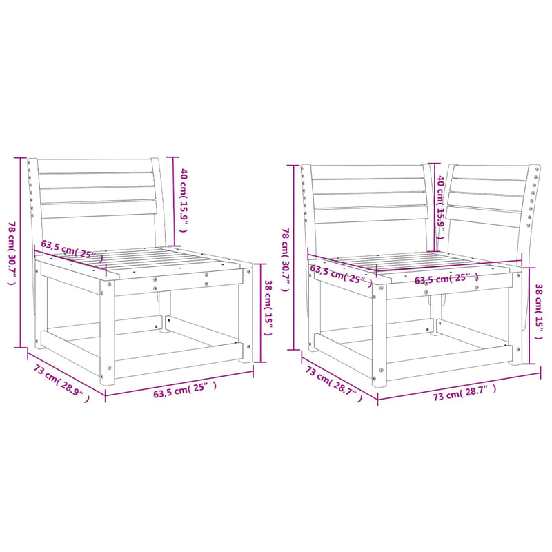 6 Piece Garden Sofa Set Solid Wood Douglas