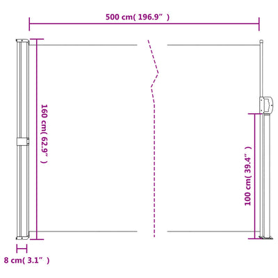 Retractable Side Awning Red 160x500 cm