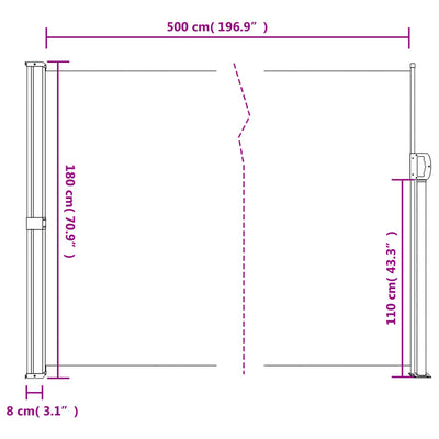 Retractable Side Awning Red 180x500 cm