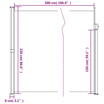 Retractable Side Awning Brown 220x500 cm