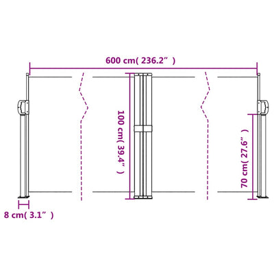 Retractable Side Awning Black 100x600 cm