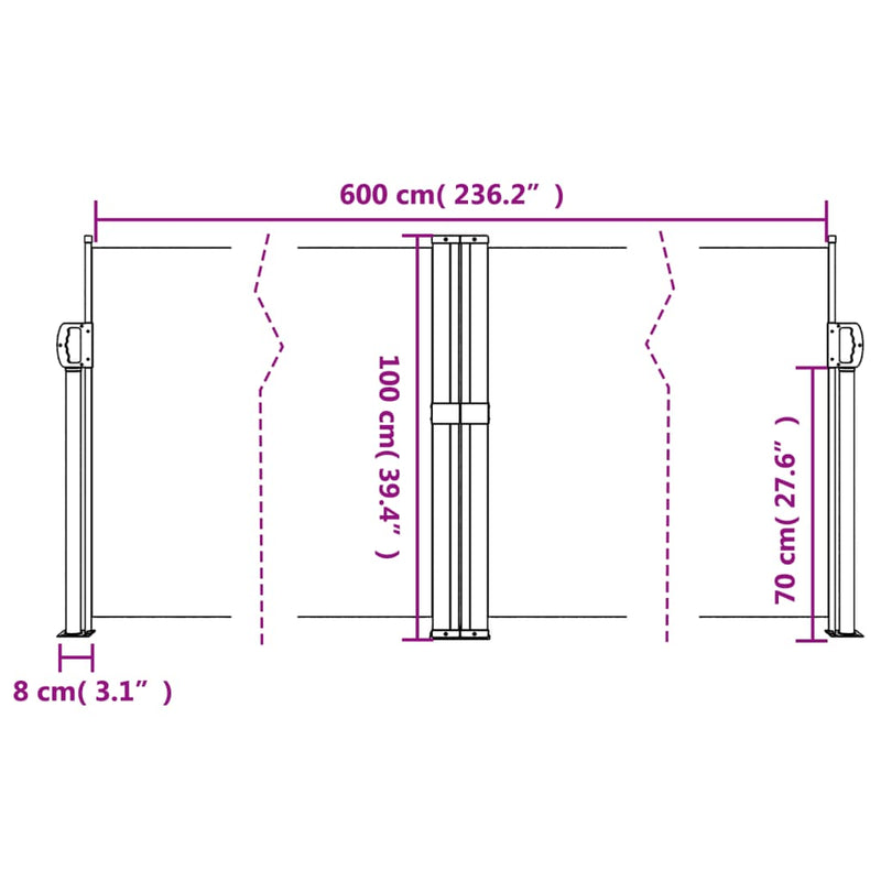 Retractable Side Awning Red 100x600 cm