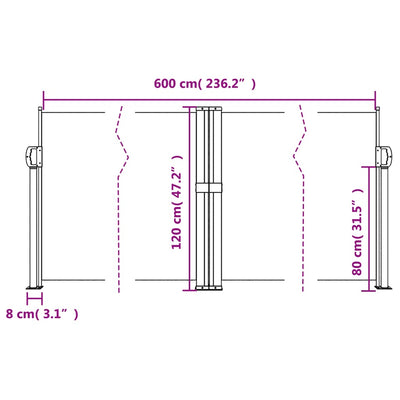 Retractable Side Awning Anthracite 120x600 cm