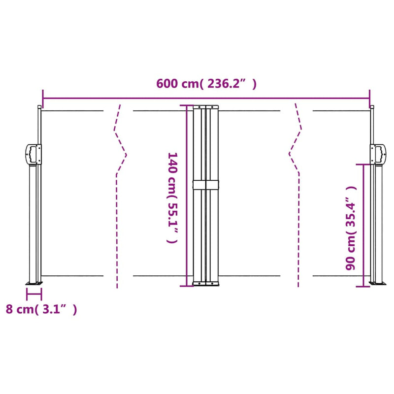 Retractable Side Awning Blue 140x600 cm