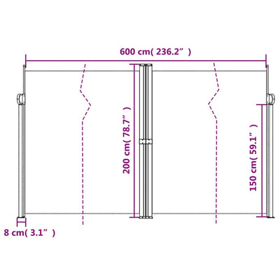 Retractable Side Awning Anthracite 200x600 cm