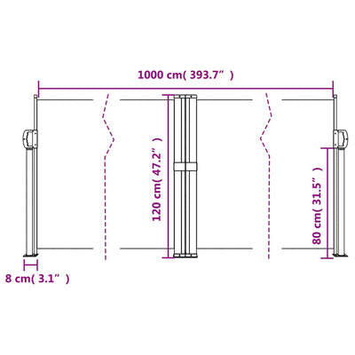 Retractable Side Awning Black 120x1000 cm